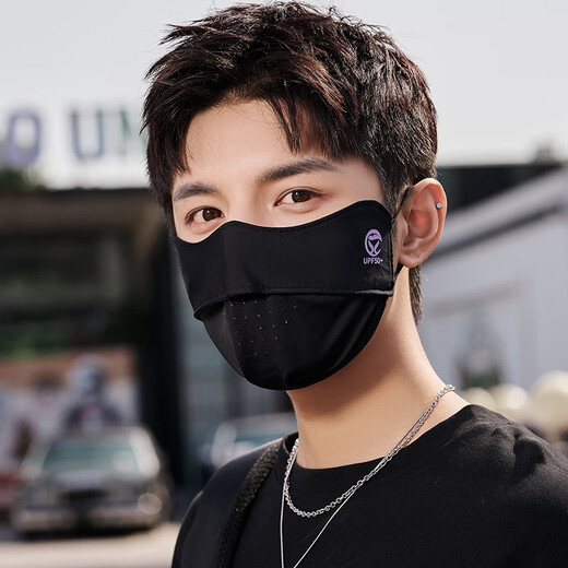 Ice Silk Sunscreen Mask Men's Summer Thin Breathable Anti-UV Outdoor Cycling Fishing Eye Protection Sunshade Mask Dark Gray