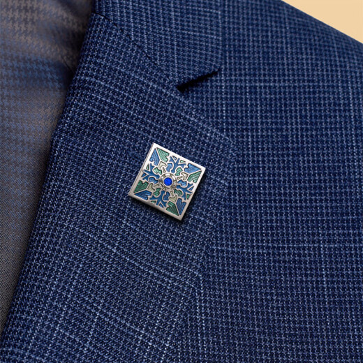 Kavlink Blue Emaille Square Brosche High-End-Kragen Pin Schnalle Halsschnalle Hals Ecke Schnalle Anzug Accessoires Herrenabzeichen Brustschnalle XZ-K006 Blue Juelian Brosche 17*17mm