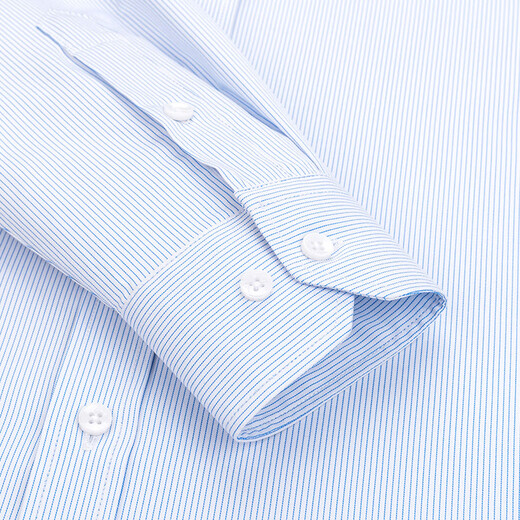 Shanshan three-proof non-iron anti-wrinkle long-sleeved business shirt men's workwear formal wear professional tops blue strip 42