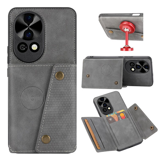 Coole Teile eignen sich für Huawei Nova12 Pro Mobiltelefonkartenkartenbeutel können Karten Nova 12 Ultra -Leder -Hülle mit Automagnet -Saug -Magnetkarte Nova 12 Kartenkoffer kreativ verstecktes schwarzes Huawei Nova 12 halten