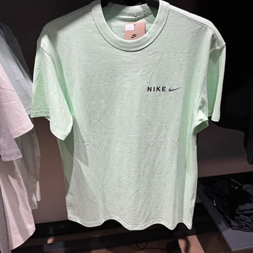 Nike kurzärmeligte T-Shirt Herren Sommer New Sportswear Modetrend gedruckt runden Hals halbärmeliges Hemd Casual Top HF6172-376/Green Cotton M.