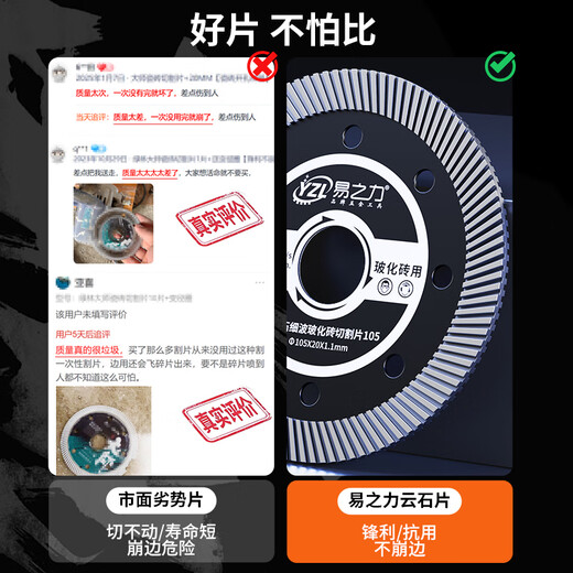 Yizhili Yizhili cutting blade special artifact for ceramic tiles ultra-thin marble marble marble diamond saw blade dry cutting vitrified tiles professional ceramic tile cutting blade 2 pieces free diameter reducing ring