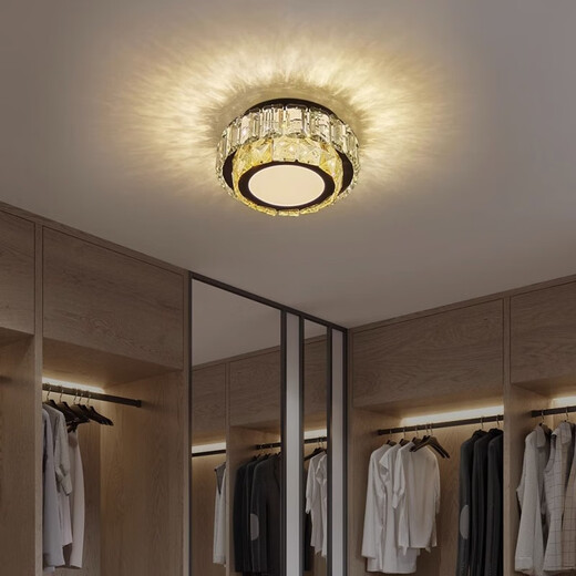 永智走廊吸顶灯小尺寸入户水晶过道玄关阳台圆形衣帽间灯具佛中山广东 HJ004-20CM【三色变光】