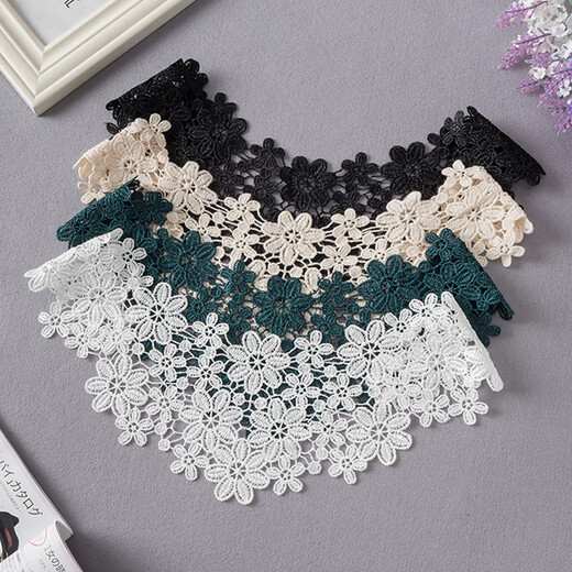 Halskette Spitze DIY Spitze gefälschter Kragen Kinder Spitzenzubehör Spitzenkragen Frühling und Sommerdekoration hohl DIY-699 Schwarz 0cm