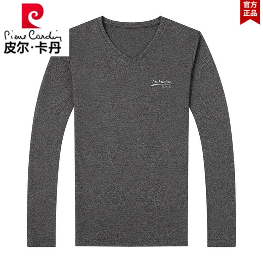 
Pierre cardin spring and autumn V-neck men's pure cotton long-sleeved T-shirt chicken heart collar solid color versatile autumn men's top base shirt R9863 leather powder [long sleeve] L 170120-130Jin [Jin equals 0.5 kg]