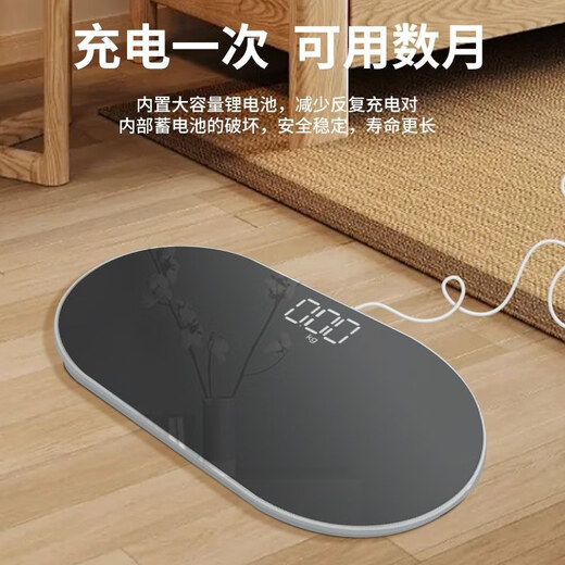 宝岚BORO迷你蓝牙体脂称电子体重秤女宿舍充电人体秤家用精准减肥称体重计 镜面秤LED充电 充电款