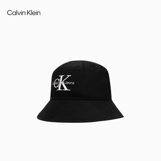 Calvin KleinJeans男女同款休闲纯棉简约重叠刺绣字母ck遮阳渔夫帽礼物HX0508