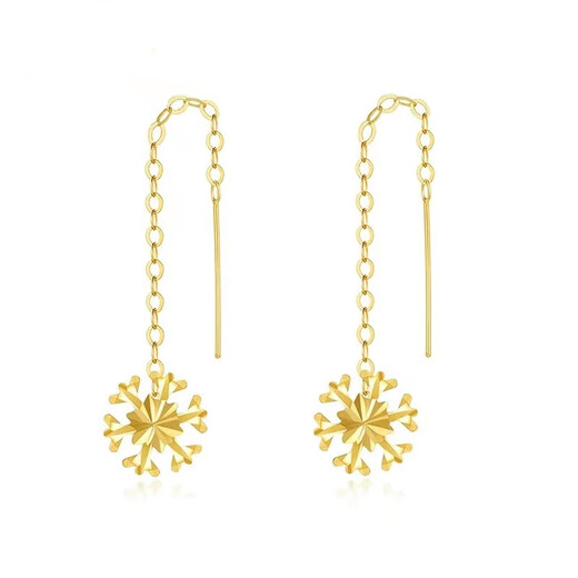 Duti 18K gold snowflake earrings AU750 gold women's earrings tassel earrings rose gold 18K gold