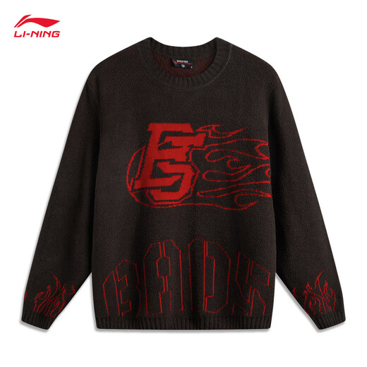 Li Ning's anti-wu field丨 Pullover round neck sweater men's summer new contrasting color trendy and cool loose and versatile sports sweater Dark and brown-1 L