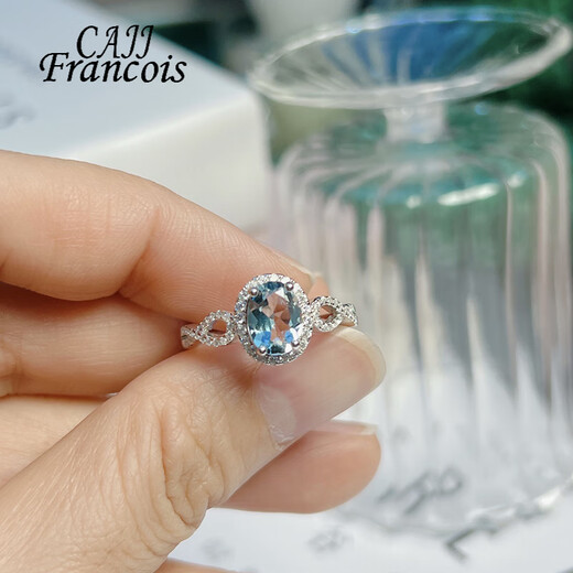 CAJJ Francois 1.2 carat aquamarine ring for women, jewelry gemstone 925 silver inlaid, natural colored gemstones, jewelry accessories, aquamarine ring size 12