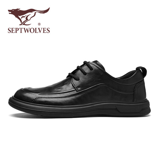 Septwolves Leather Shoes Men's Winter New Non-Slip First Layer Cowhide Casual Shoes Versatile British Style Business Formal Leather Shoes Men Black Standard Leather Shoe Size 41