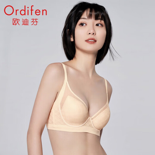欧迪芬（Ordifen）【更适合大胸】性感时尚无痕内衣女大胸文胸薄款透气棉杯送女友 香槟肤 85B