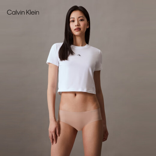 
Calvin Klein underwear for women two-padded ck markless cotton crotch anti-pinch hip half hip boxer underwear for women QP1049O 6XY-space black/meat color 2 M
