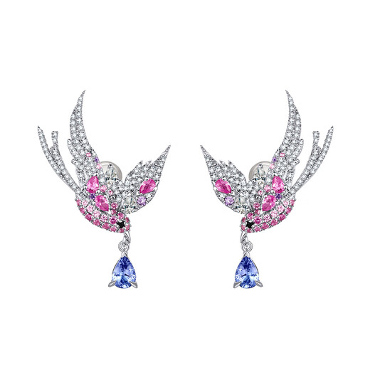 Muye Natural Colored Treasure 925 Silver Tanzanite Gemstone Earrings Magpie Earrings Original Design Colored Treasure Earrings Magpie Earrings