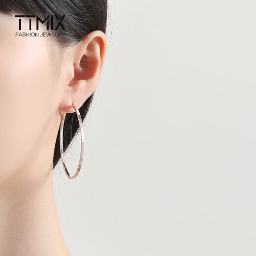TTMIX platinum large hoop earrings for women pt950 fashionable large hoop earrings platinum European and American style 8.1-8.3g 5.6cm