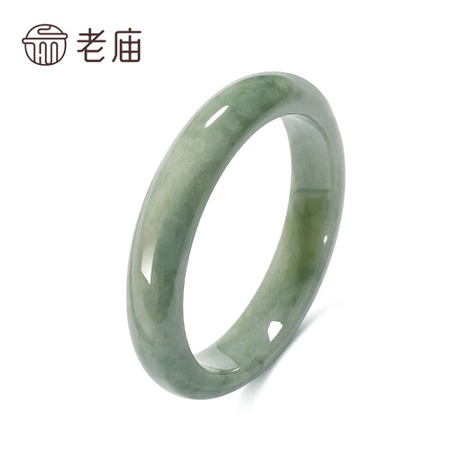 Laomiao Jade Bracelet Waxy Seed Women's Light Green Jade Bracelet Floating Flower Peace Bracelet for Girlfriend or Wife's Birthday Gift Light Green Jade Bracelet 54 Circles + Certificate + Gift Box