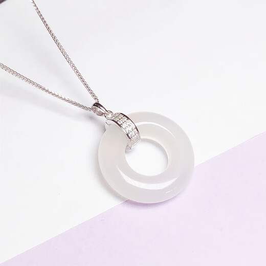 Fat Donglai's same buckle head 18K gold thickened donut jade buckle DIY accessories round buckle jade pendant emerald safe large inner diameter 8mm white gold