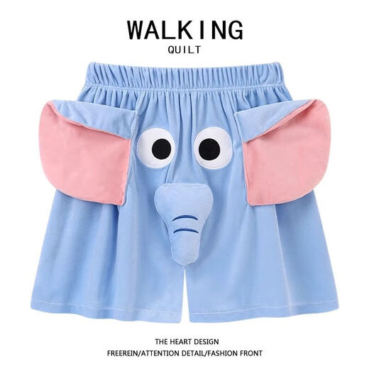 MieLanat Elephant Shorts Men's Summer Funny Cute Loose Couple Piggy Pajama Pants Boys Big Pants Hairy Men Blue Elephant Good Thing for Boyfriend - Pinch and scream - Milk Velvet XL Recommended 110-130Jin Jin is equal to 0.5kg