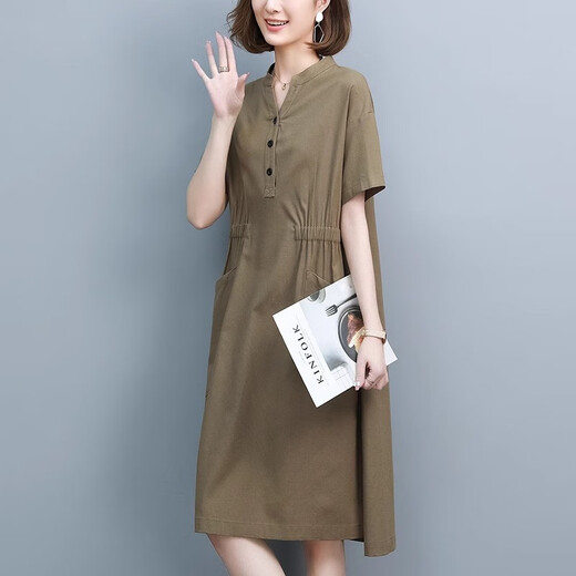 Egeangy Light Luxury Brand Kleid für Frauen 2025 Sommer neuer kurzärmeliger, lose modische und vielseitige Pendler-High-End-Rock-Marine Blue M ist für rund 90-110jin geeignet [Jin ist gleich 0,5 kg]