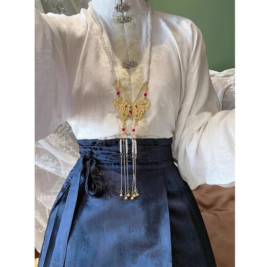 YUEXUNZI Chinese style improved Hanfu Ming system new Chinese style autumn and winter new dress women's top horse face skirt full set 1047 top + horse face skirt S