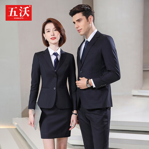 Wuwo 70% wool suit suit for men and women thin bank 4s hotel manager president official sales employee suit women's navy suit + trousers XL