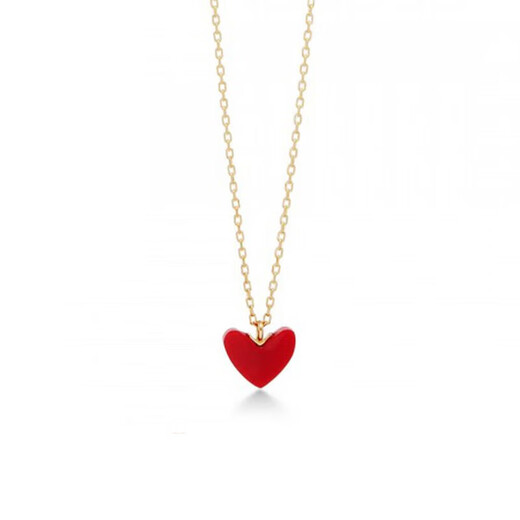 AHKAH thiran heart necklace 18K gold imitation coral small red heart necklace women's jewelry gift AB1647010100 small size