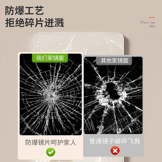 康浪镜子全身镜家用卧室宿舍壁挂穿衣镜落地镜立式挂墙全身镜防爆 【30-40】白-不可落地