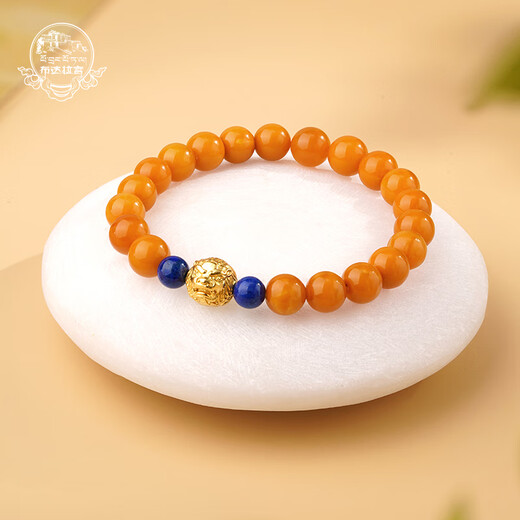 Potala Palace Beeswax Bracelet for Men and Women Lapis Lazuli 925 Silver Transfer Beads Niche Design Beads as Birthday Gifts for Elders Beeswax Lapis Lazuli Bracelet