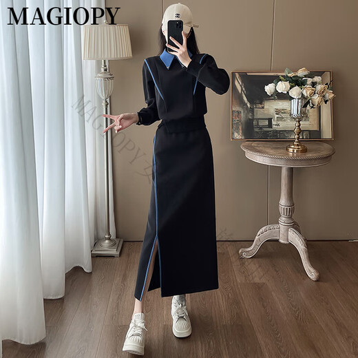 MAGIOPY国际奢侈高档品牌气质通勤风休闲运动套装女2025春季新款时尚欧货 蓝色两件套 S(100斤以内)