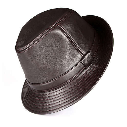 Woodpecker brand new jazz hat autumn and winter genuine leather hat sheepskin gentleman middle-aged men and women style thin single hat black sheepskin 56cm