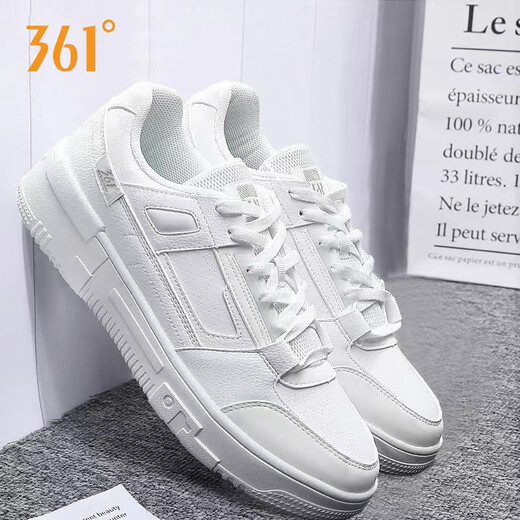 
361 sports shoes men's shoes summer breathable leather panel shoes thick sole casual white shoes simple and versatile low top shoes for boys 6622-361 degree white/wheat brown 41