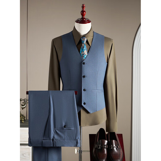 Angel Bird Men's Wool Suit Suit Men's Autumn and Winter High-end Business Formal Wear Plus Size Groom Wedding Suit Three-piece Black Single-piece Suit M (95-110 Jin Jin equals 0.5 kg)