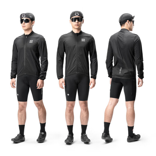 
RockBROS (ROCKBROS) cycling windbreaker windbreaker jacket road bicycle long sleeve breathable top men spring and summer black (European size) XL