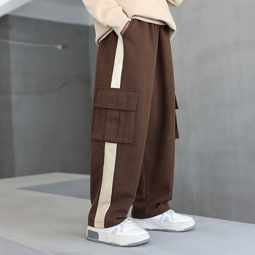 
McTicco boys spring suit 2024 new children's spring Maillard big boys' handsome sweatshirt blowing up the street fashionable spring and autumn 4843 brown color + 15052 brown color 170cm