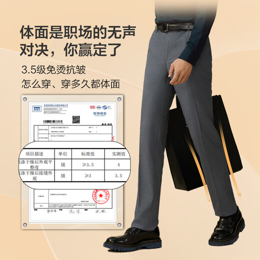 Hongdou no-iron anti-wrinkle business straight casual pants men's trousers formal no-iron trousers men's thick black 33