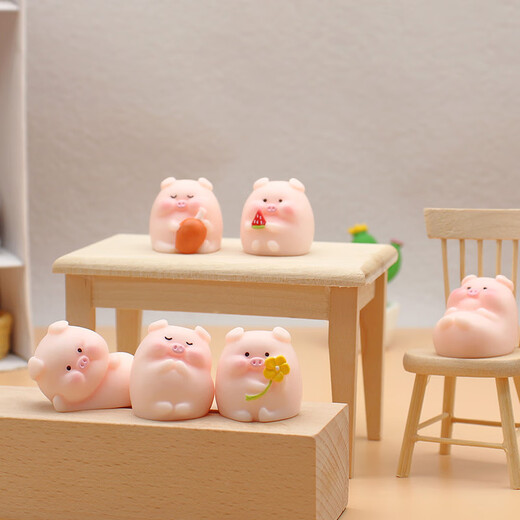 Pig Resin Small Ornaments Cartoon Migro Micro Landscape Simulation Pig Home Mini Arat d'artisanat Décoration Melon Pig Melon