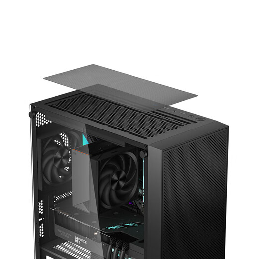 Overclocking three (PCCOOLER) Fenghua B310 black computer case desktop (MATX/glass side penetration/support 360 water cooling/large ventilation mesh)