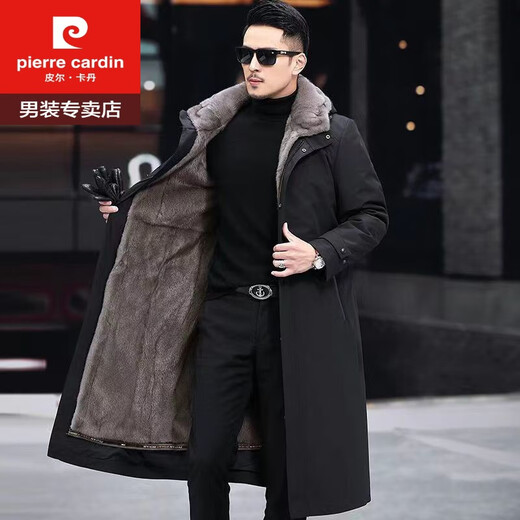 El parque Pierre Cardin (Pierre Cardin) para el delineador de visón entero de los hombres se puede separar espesas e integrada de piel tibia sobre rodilla larga de pieles de piel de gran tamaño Mink Mink M 90-105 Jin [Jin es igual a 0.5 kg]