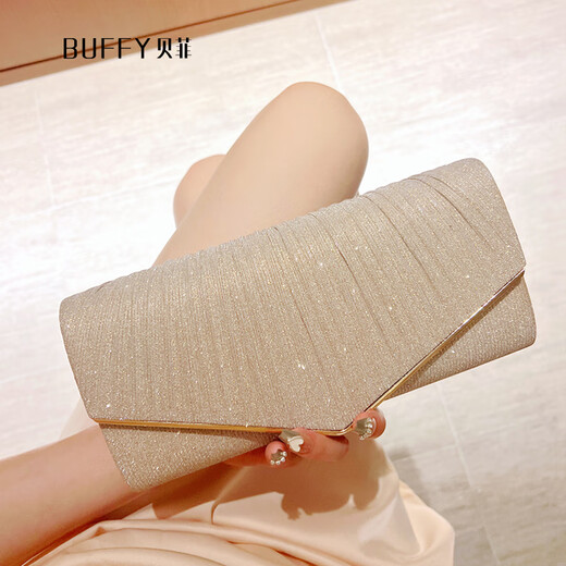 Kangaroo (KANGAROO) Celebrity Banquet Bag with Evening Dress Dinner Clutch Women Wearing Cheongsam Small Bag Wedding Mom Wedding Clutch Champagne Color