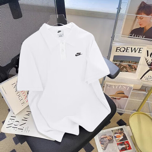 耐克（Nike）男装上衣25春季新款时尚休闲翻领透气快干polo衫运动服短袖T恤潮 FN3895-100-白色-刺绣logo S