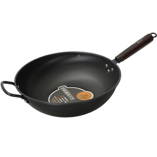 
Uncle San Aunt Frying Pot Household Uncoated Real Stainless Frying Iron Pot Frying Pot Gas Stove Electromagnetic SN4865 34cm Uncle San Aunt Yamamoto's family [with
