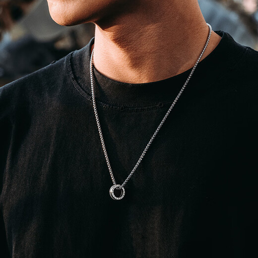 Mingyang Decorative Sea 925 Silver Necklace Men's Ring Pendant Trendy Personality Simple and Versatile Men's Fashion Accessories Gift for Boyfriend JD Quick Release Sterling Silver Pendant + Steel Chain 55cm