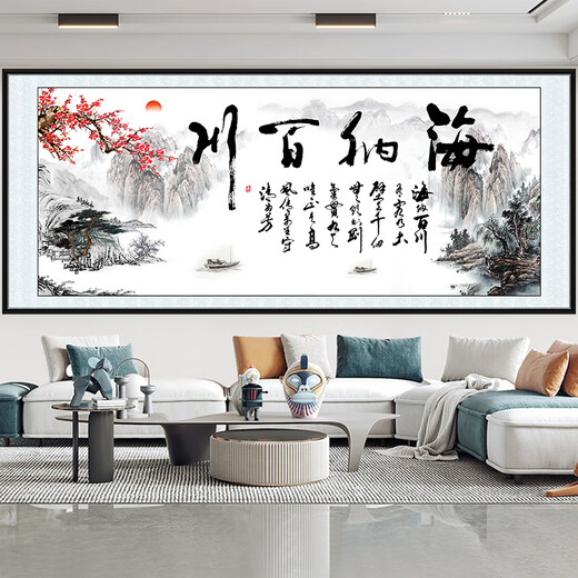 Xichao Landscape Painting Self-adhesive Wall Stickers Living Room Sofa Background Wall Mural Ink Painting Study Bedroom Self-adhesive Stickers Flowing Water Makes Money Type A Type A Length 140cm x Width 60cm