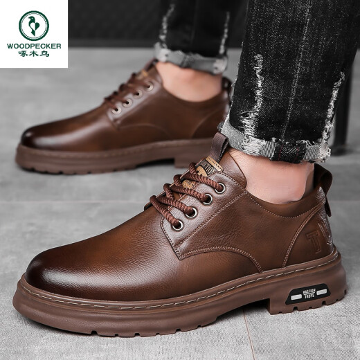 Zapatos de cuero de carpintero de carpintería 2024 NUEVOS NEGOCIOS DE AUTORMA Casco Casual Shoes British Style British Retro Soft Sole Low Top Martin Boots 9633 Brown 39