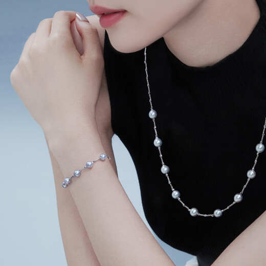 Lukfook Jewelry True Me Series Platinum 950 Seawater Pearl Platinum Necklace Plain Chain GJT0004DS Total Weight 12.28g