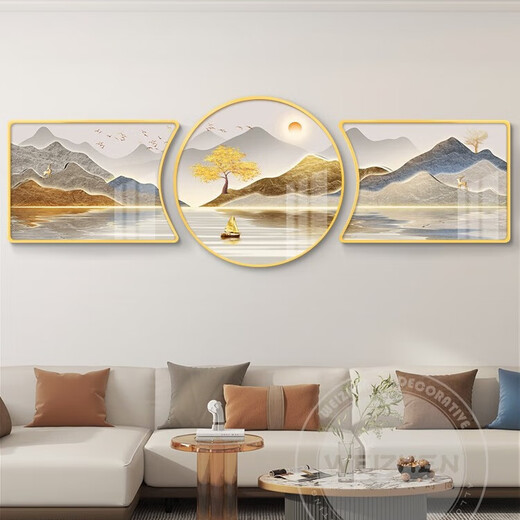 顺吉祥利轻奢客厅装饰画沙发背景墙挂画壁画简约现代墙画高级感大气高档 JD15278 80*60/80*80/80*60 手工镶钻画pvc金边