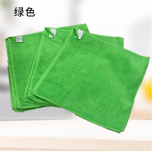Yiran thickened microfiber towel absorbs water and does not shed lint easily, housework cleaning cloth, wiping table and glass, hotel cleaning cloth, 5 green thickened upgraded models 40*40CM