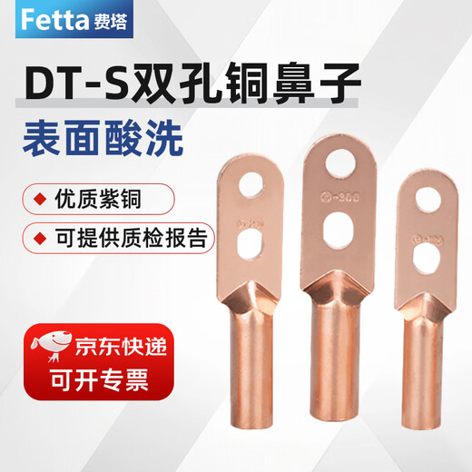 Fetta DT-S double-hole copper nose wire nose cold-pressed electrical wiring terminal copper wire lug cable oil plug connector DT-S-185