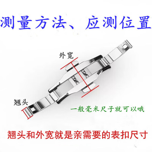 Original applicable watch butterfly buckle accessories steel belt buckle ring watch strap buckle head tungsten steel ceramic watch chain buckle connection buckle silver tilt head 6mm outer width 21mm + full set of tools