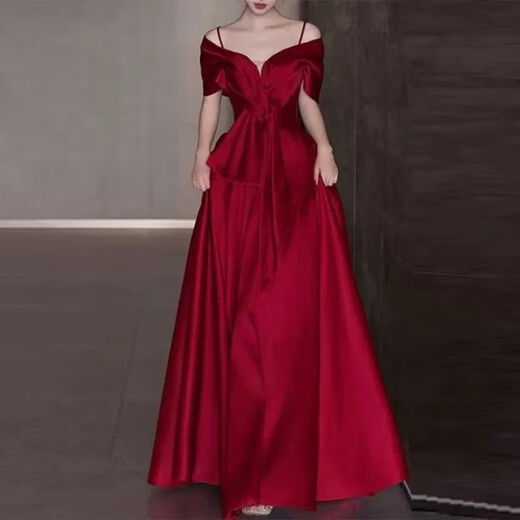 WXNT rotes Kleid 2024 Neues Sommer Light Luxury High-End Toast Clothes Braut bei Runaway Princess French Hosting Jahrestreffen 3291 2xl